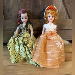 Vintage Antique open shut sleepy eyed fancy dressed up dolls